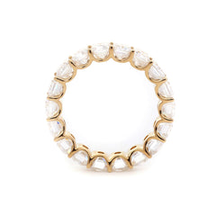 10K Yellow Gold Emerald - Cut Moissanite Eternity Band with U - Prong Setting （US8 Unresizable) - MMR