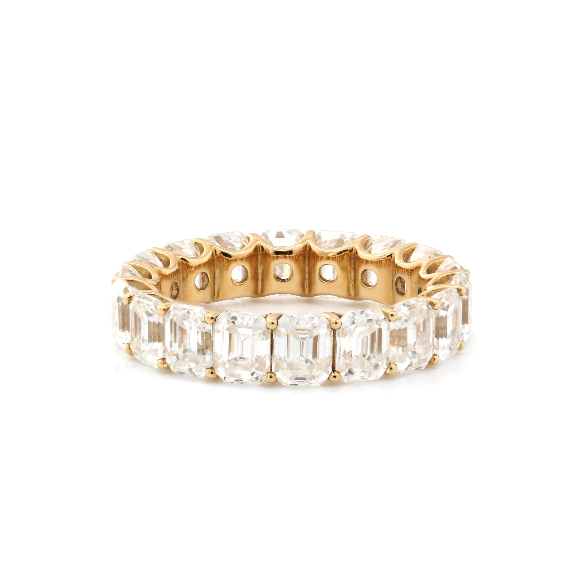 10K Yellow Gold Emerald Cut Moissanite Eternity Ring(US8 Unresizable) - MMR