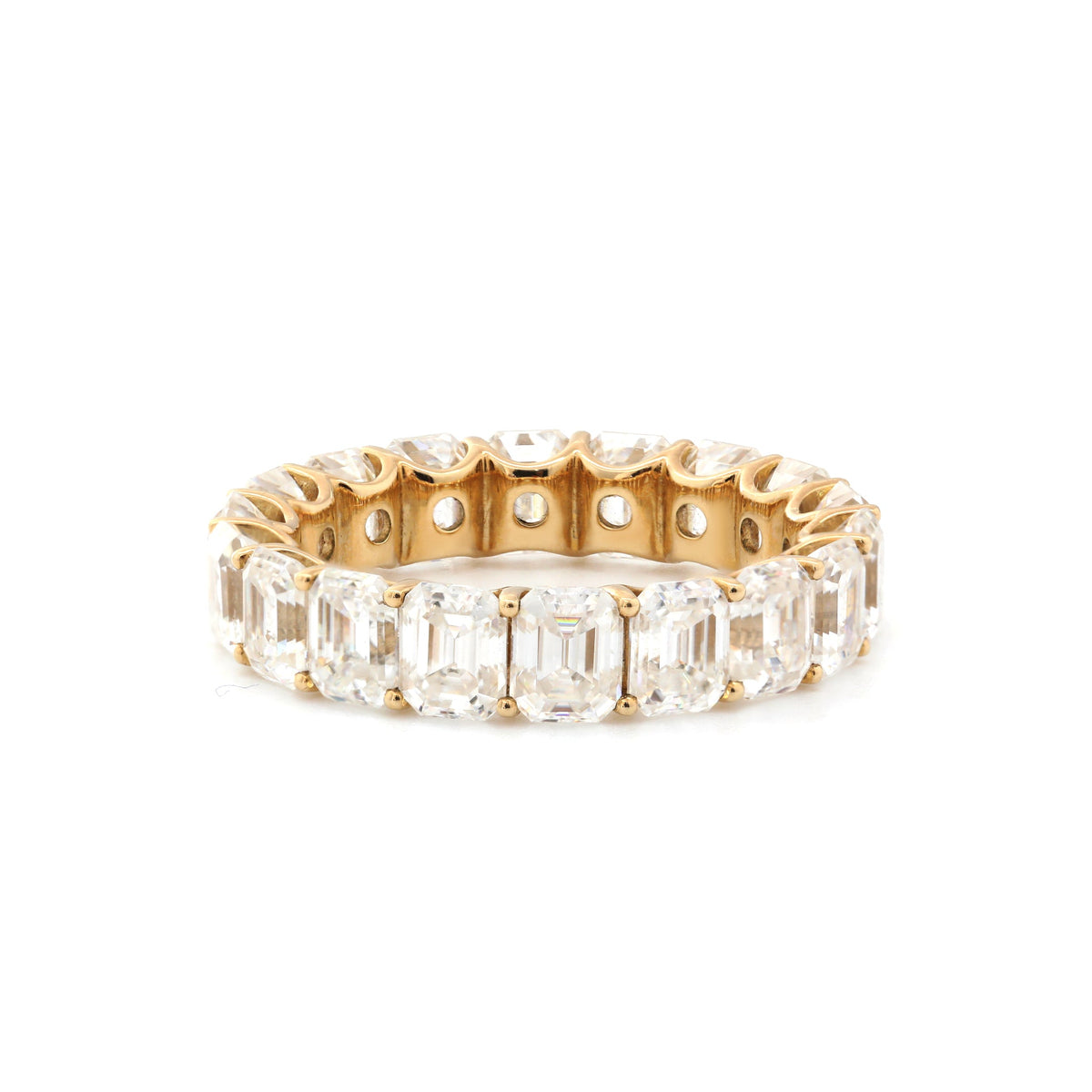 10K Yellow Gold Emerald Cut Moissanite Eternity Ring(US8 Unresizable) - MMR