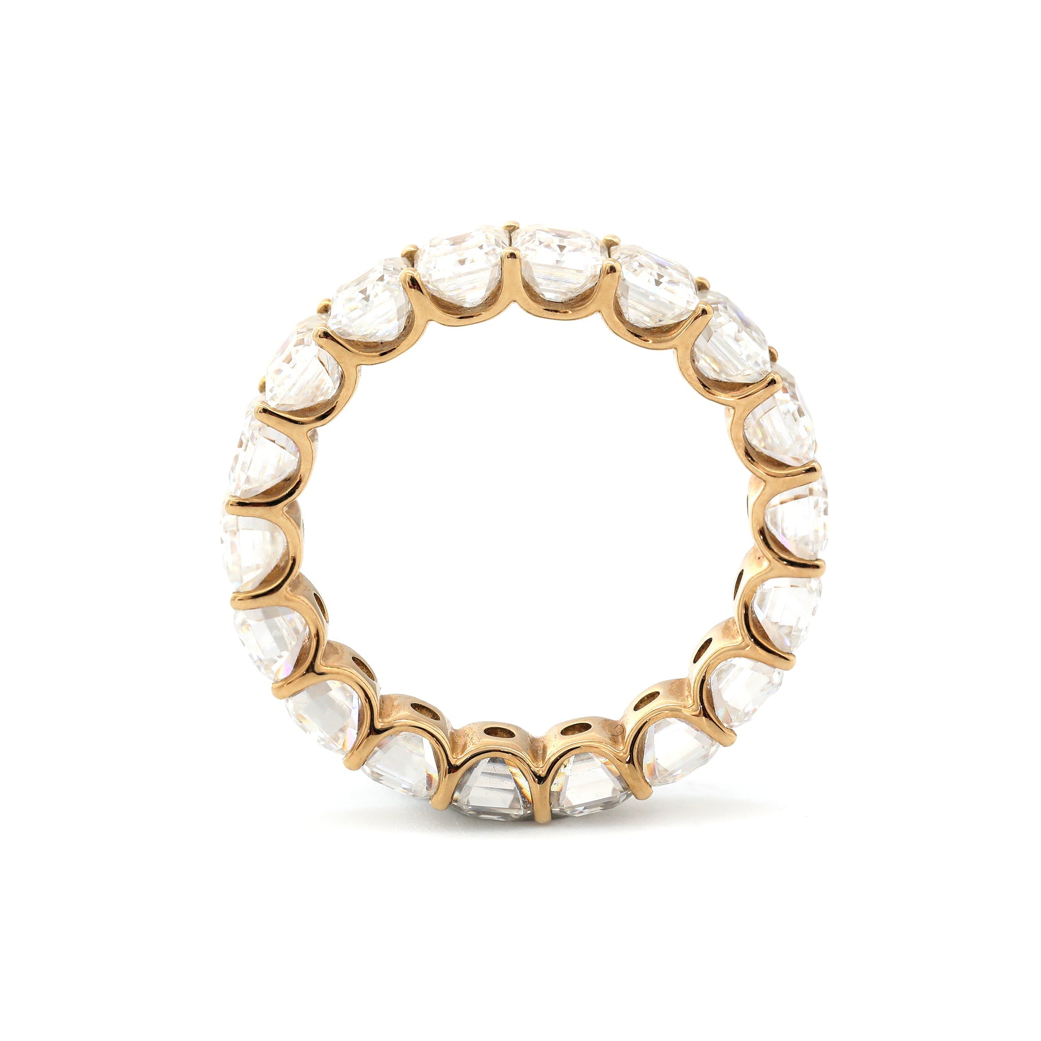 10K Yellow Gold Emerald Cut Moissanite Eternity Ring(US8 Unresizable) - MMR