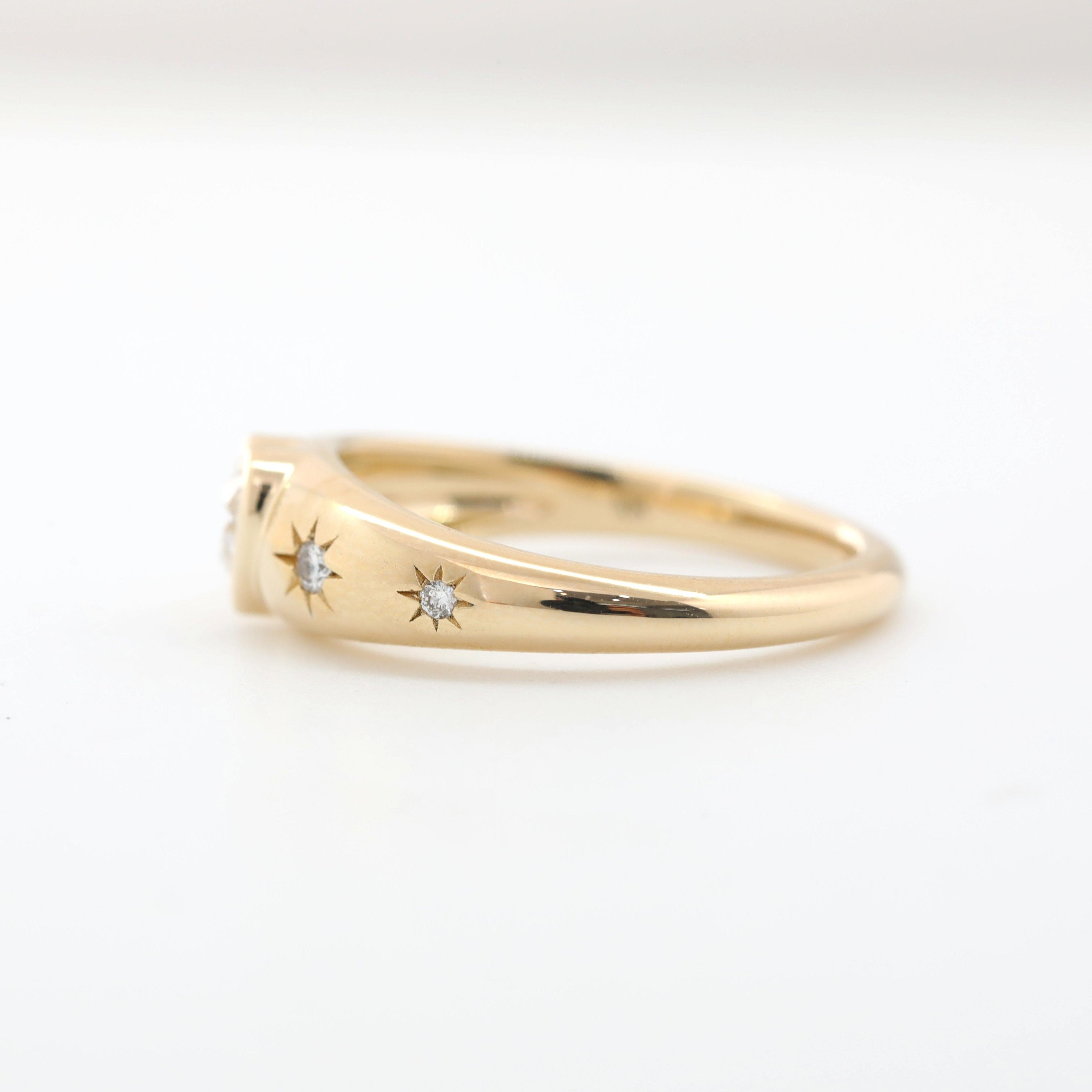 10K Yellow Gold Heart and Round Lab Diamond 5 stone Ring - MMR