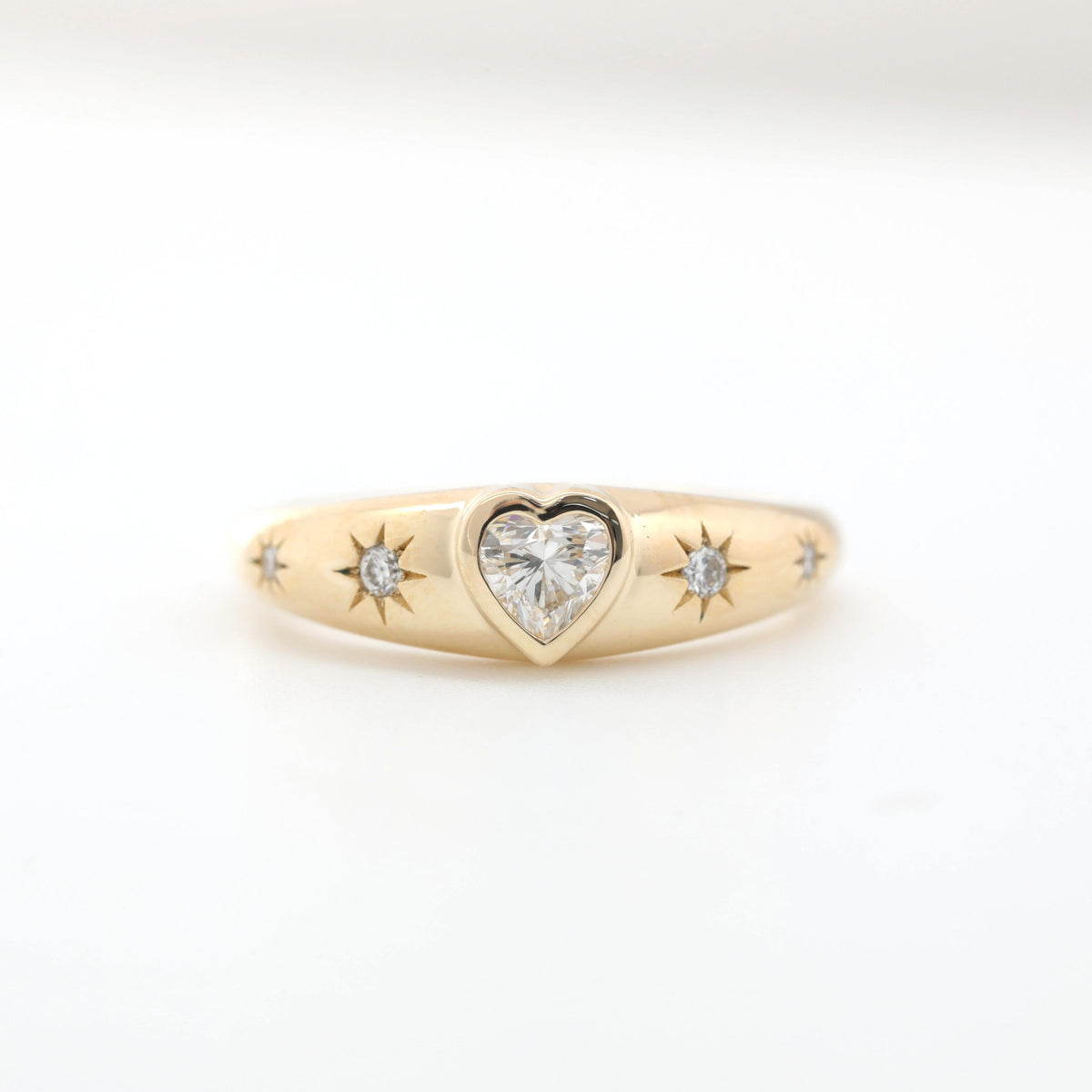 10K Yellow Gold Heart and Round Lab Diamond 5 stone Ring - MMR
