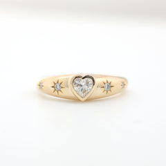 10K Yellow Gold Heart and Round Lab Diamond 5 stone Ring - MMR