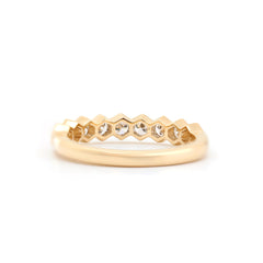 10K Yellow Gold Lab Diamond Hexagon Shape Design Bezel Set Half Eternity Band - MMR