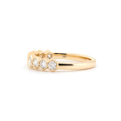10K Yellow Gold Lab Diamond Hexagon Shape Design Bezel Set Half Eternity Band - MMR