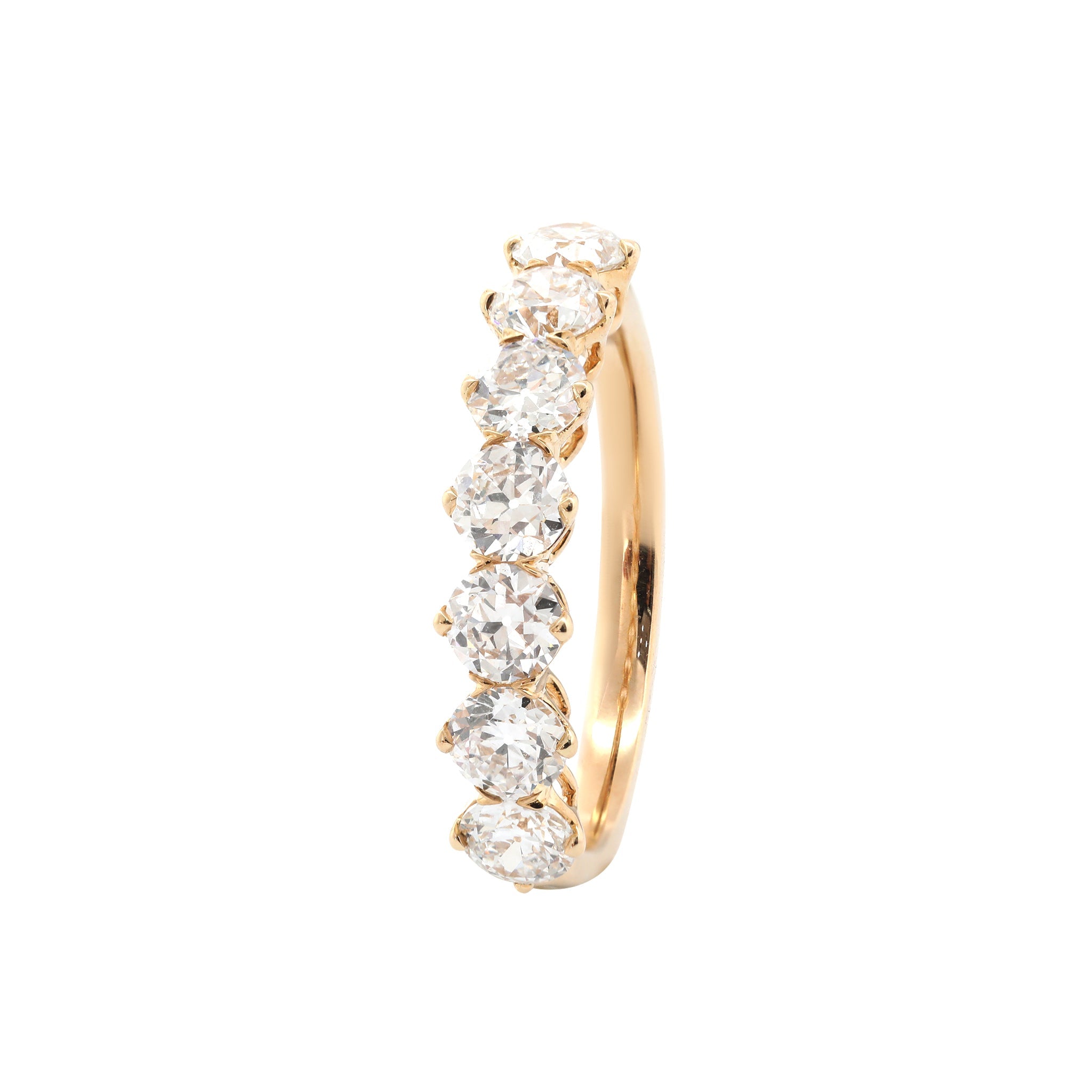 10K Yellow Gold Old European Cut Lab Diamond 7 Stone Ring - MMR