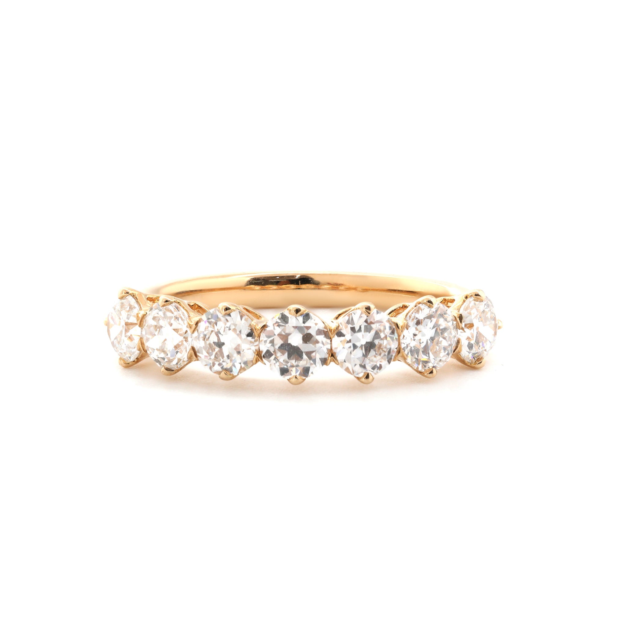 10K Yellow Gold Old European Cut Lab Diamond 7 Stone Ring - MMR