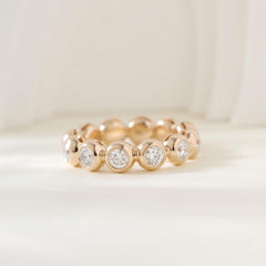 10K Yellow Gold Round Cut Lab Diamond Bezel Eternity Ring (US5 Unresizable) - MMR