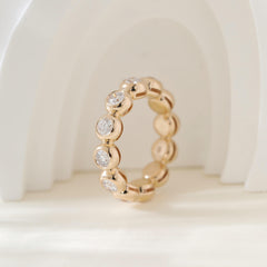 10K Yellow Gold Round Cut Lab Diamond Bezel Eternity Ring (US5 Unresizable) - MMR
