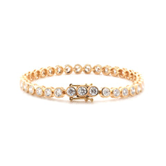 10K Yellow Gold Round Cut Lab Diamond Bezel Tennis Bracelet - MMR