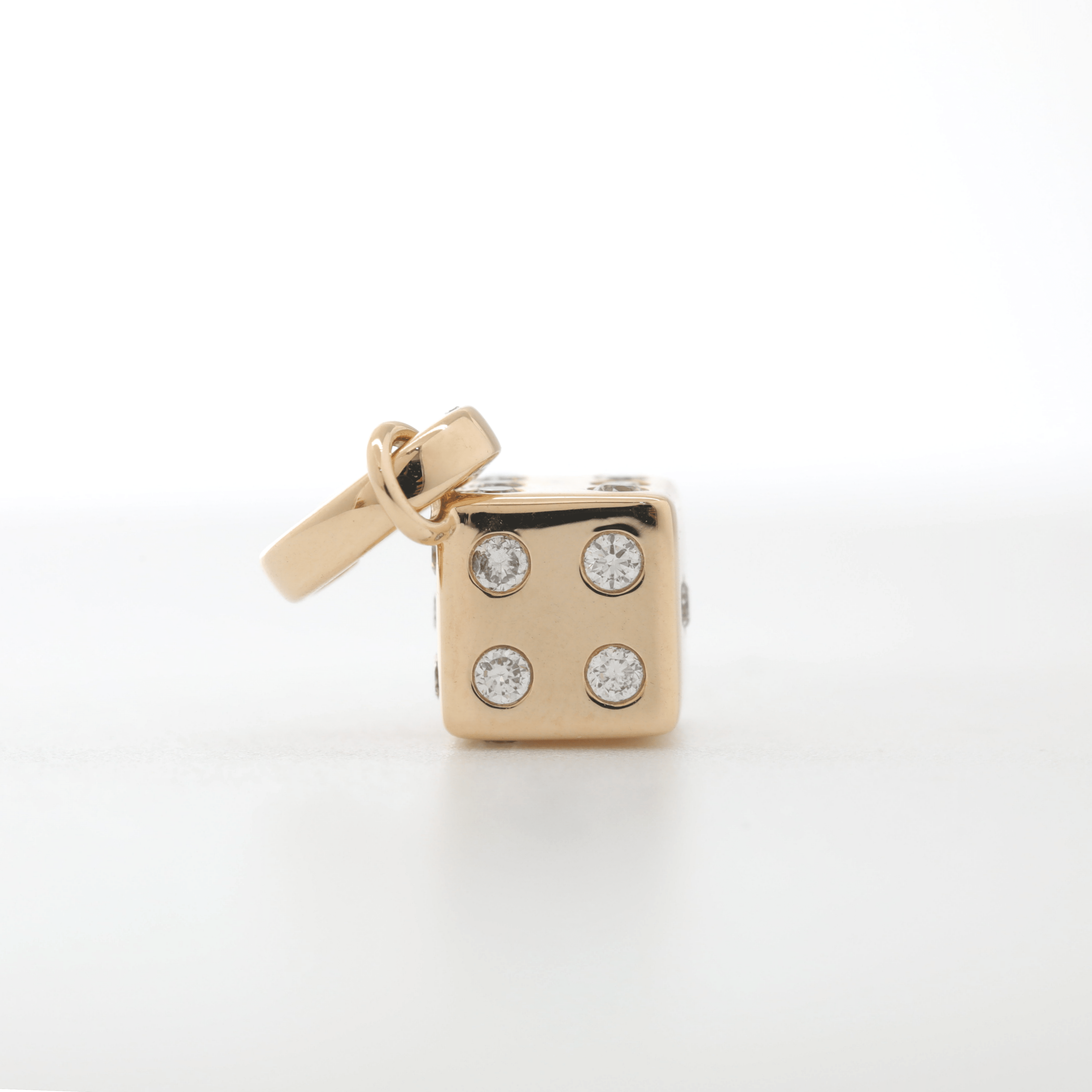 10K Yellow Gold Round Cut Lab Diamond Dice Pendant (Pendant only) - MMR