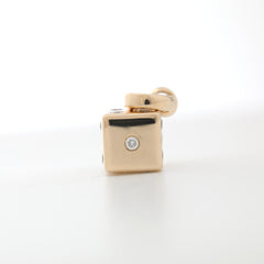 10K Yellow Gold Round Cut Lab Diamond Dice Pendant (Pendant only) - MMR