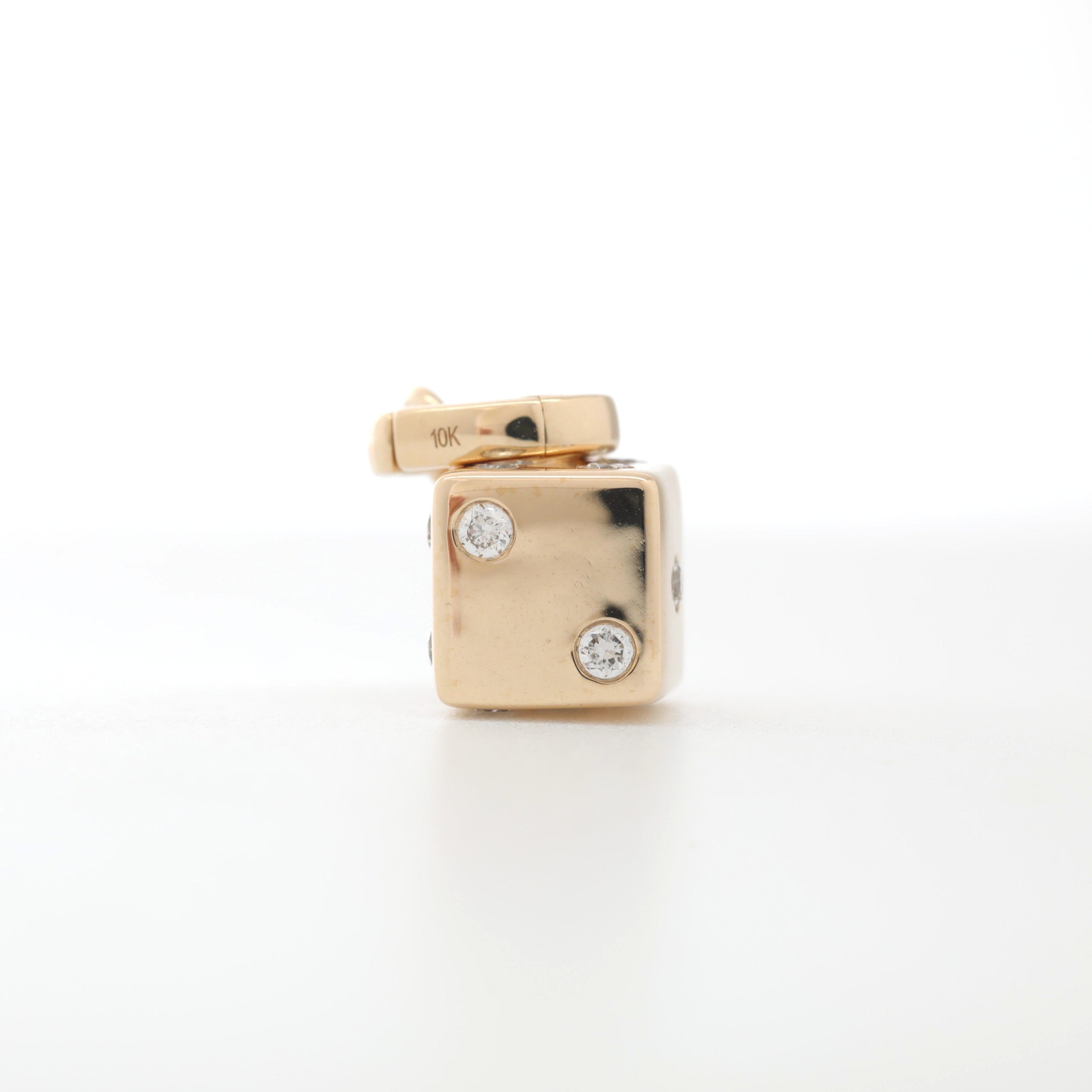 10K Yellow Gold Round Cut Lab Diamond Dice Pendant (Pendant only) - MMR