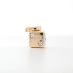 10K Yellow Gold Round Cut Lab Diamond Dice Pendant (Pendant only) - MMR