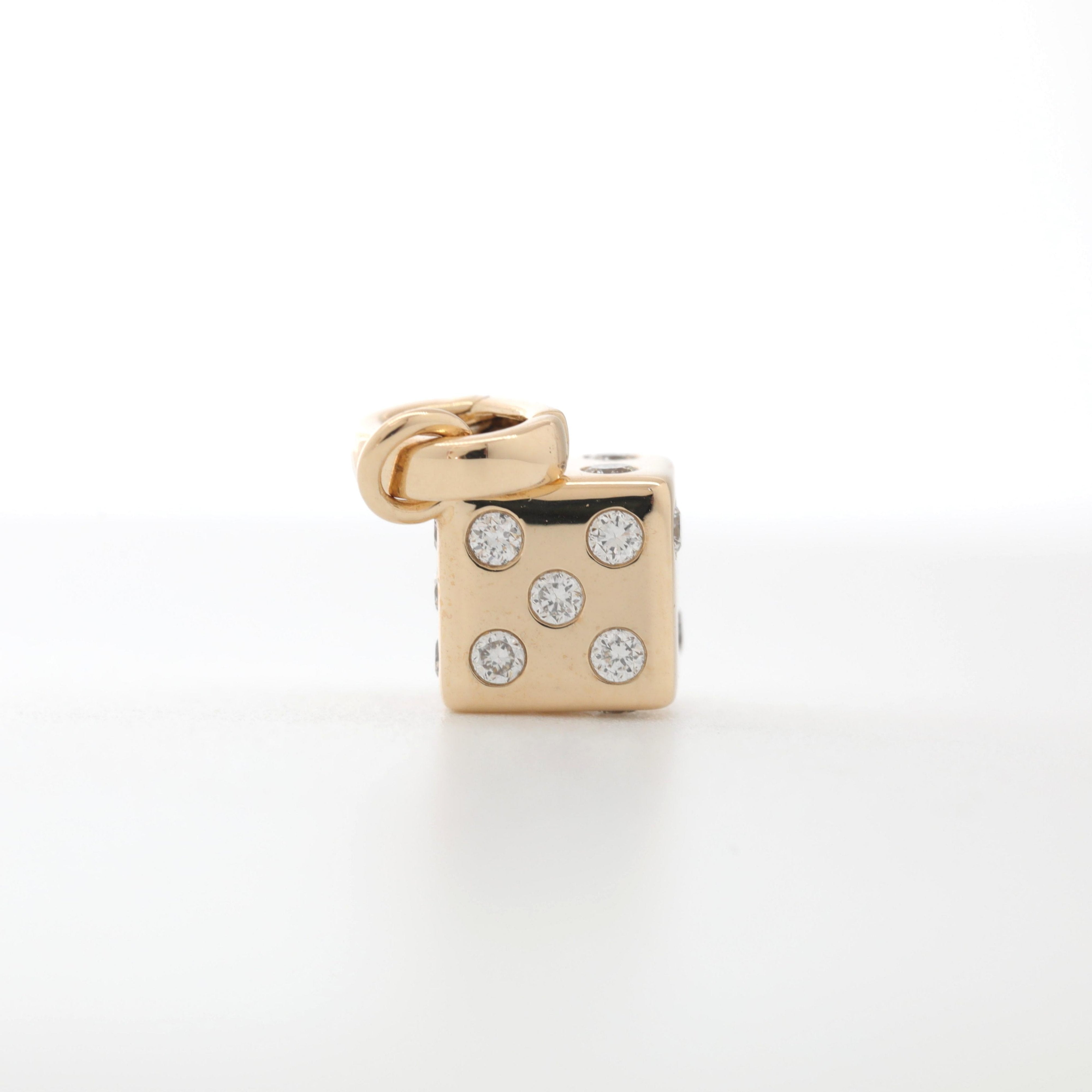 10K Yellow Gold Round Cut Lab Diamond Dice Pendant (Pendant only) - MMR