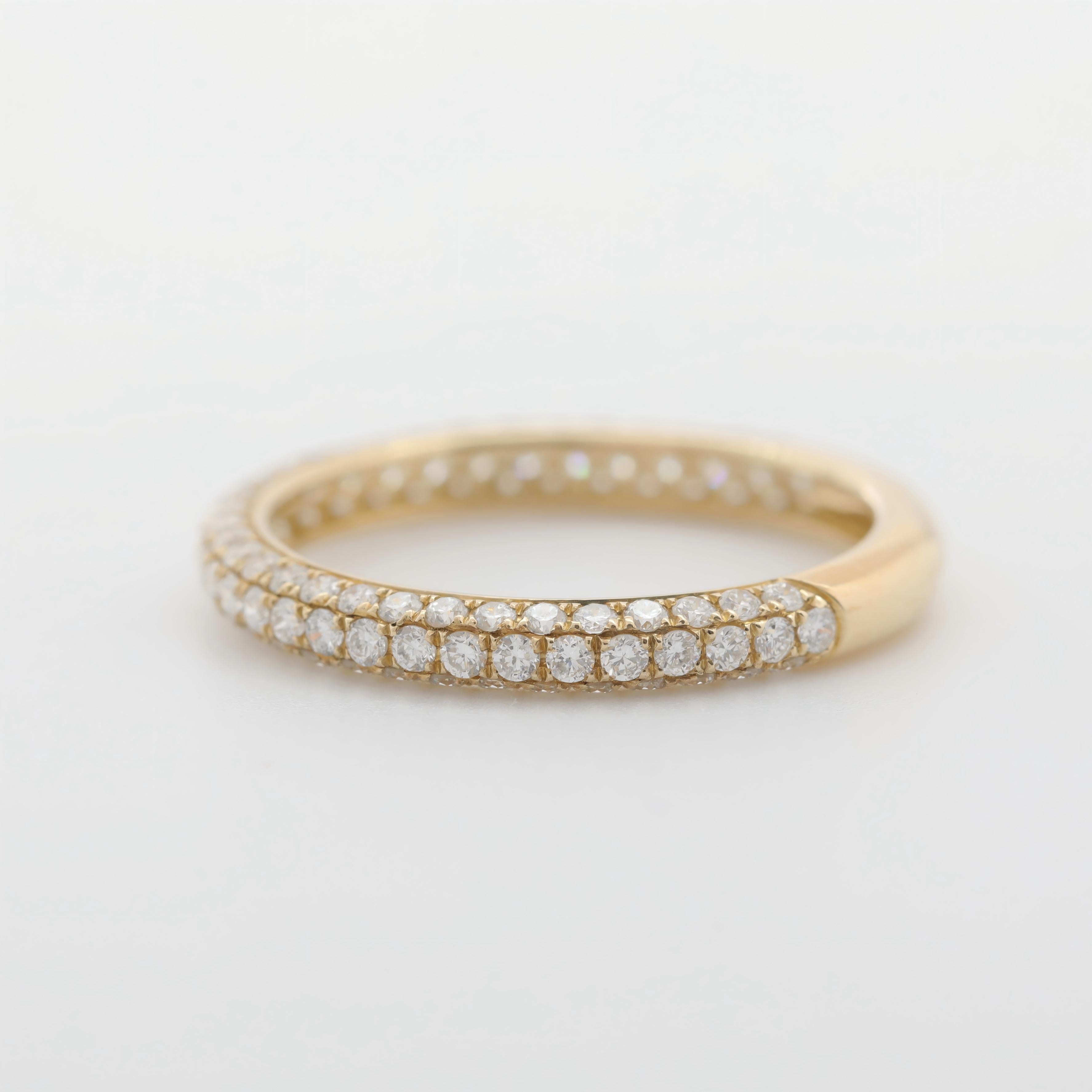 10K Yellow Gold Round Diamond Triple Pave Design 3/4 Eternity Ring - MMR