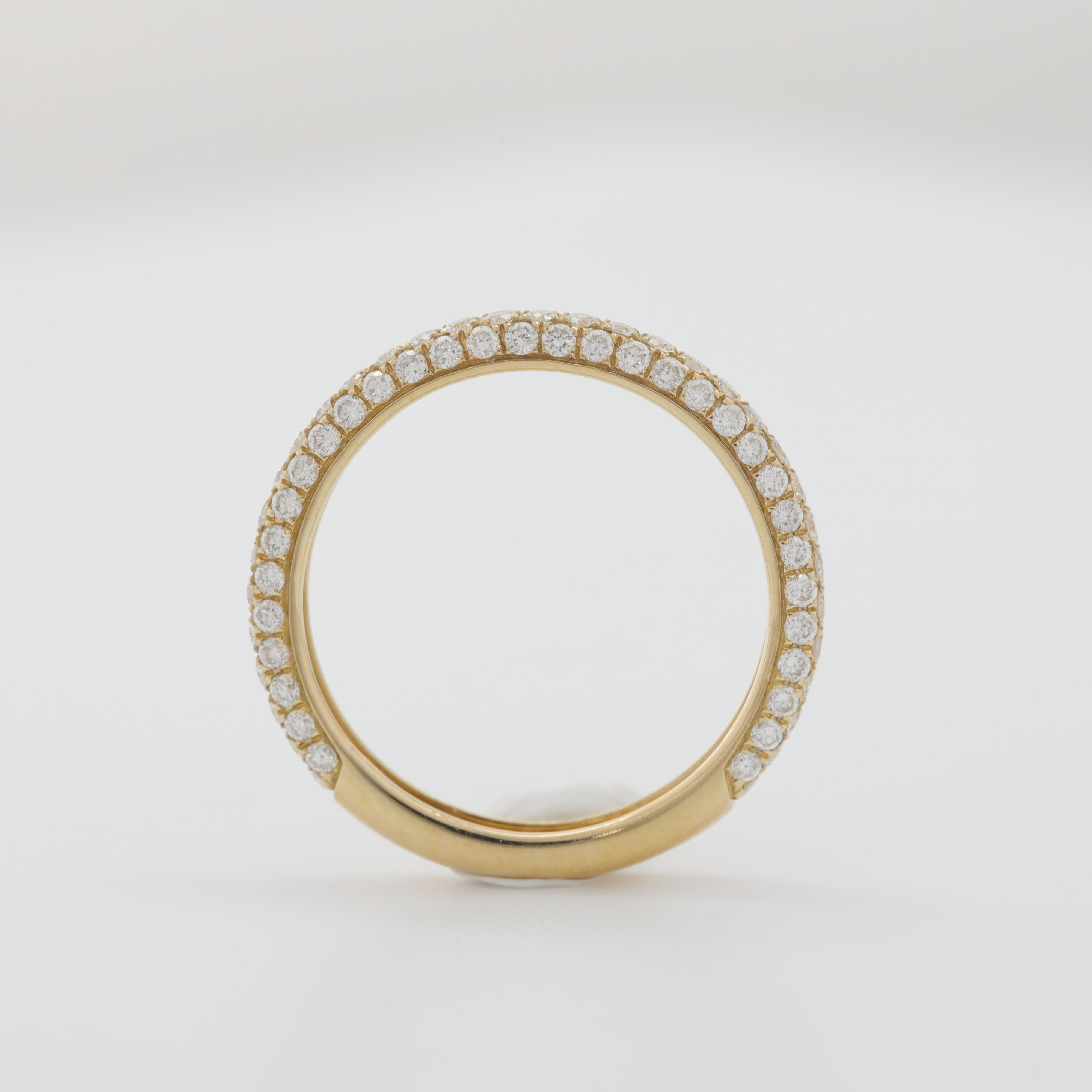 10K Yellow Gold Round Diamond Triple Pave Design 3/4 Eternity Ring - MMR