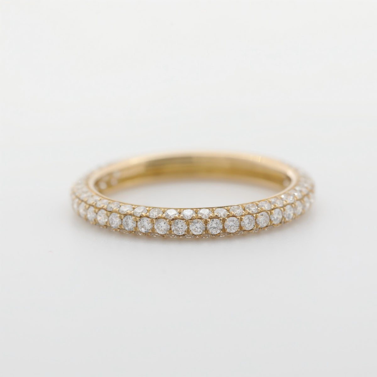 10K Yellow Gold Round Diamond Triple Pave Design 3/4 Eternity Ring - MMR