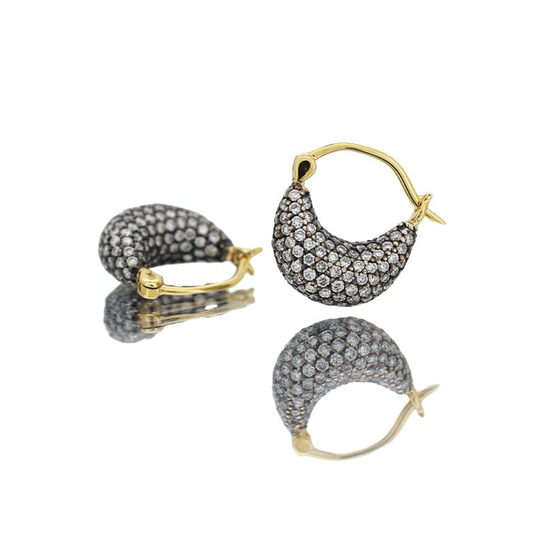 10k Yellow Gold & S925 Silver Diamond Earrings