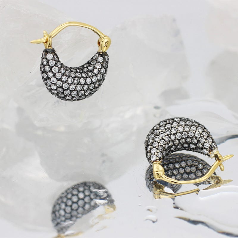 10k Yellow Gold & S925 Silver Diamond Earrings
