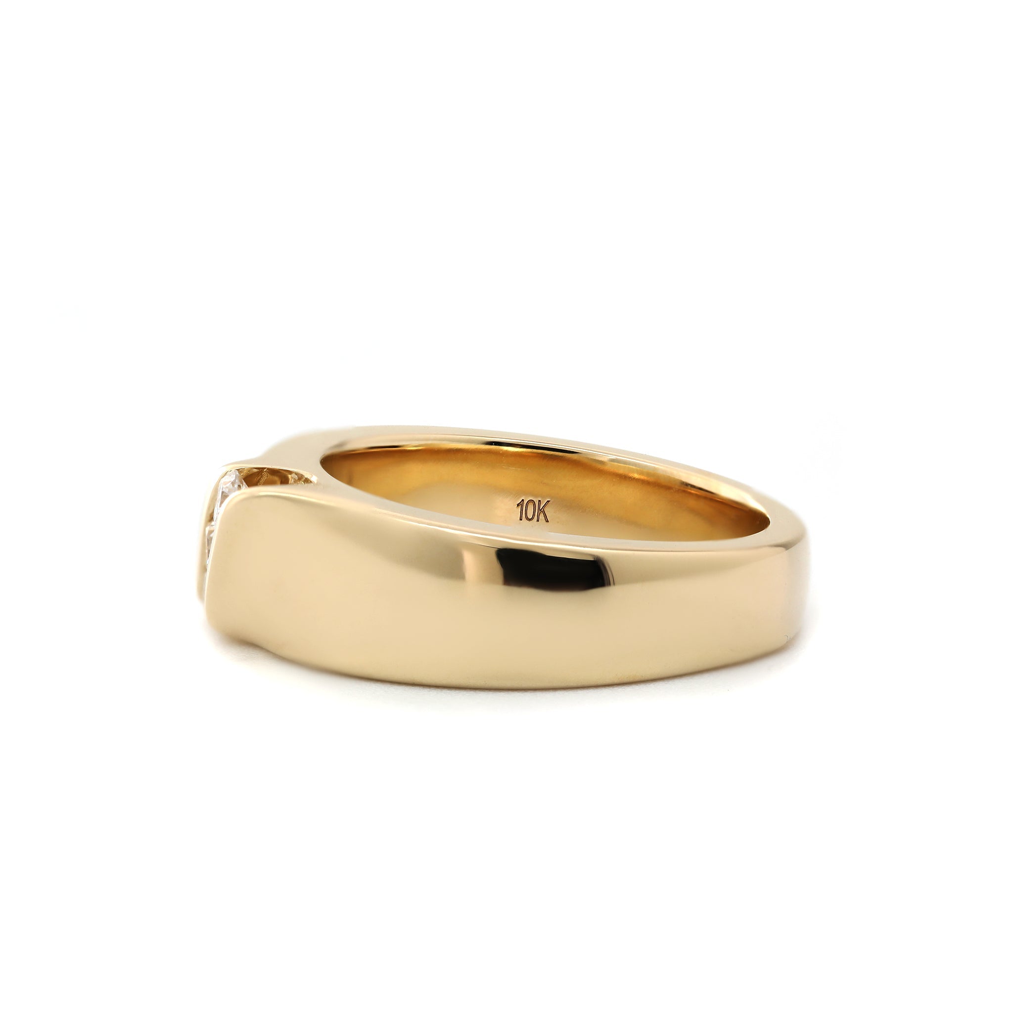 10K Yellow Gold Wide Band Men’s Ring with Three Diamonds - MMR