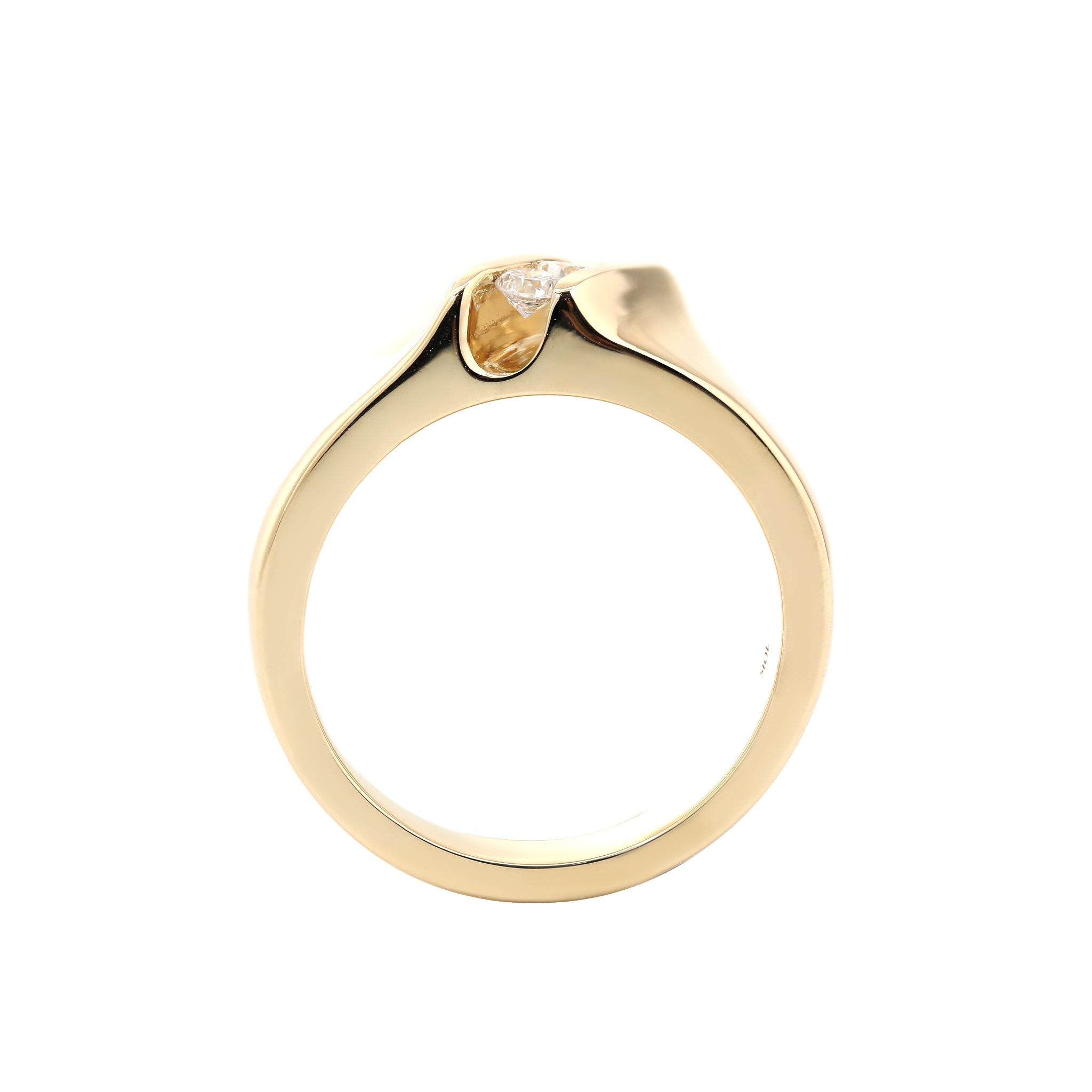 10K Yellow Gold Wide Band Men’s Ring with Three Diamonds - MMR