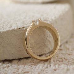 10K Yellow Gold Wide Band Men’s Ring with Three Diamonds - MMR