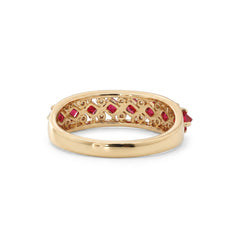 18K Yellow Gold Natural Point Cut Spinel and Natural Round Lab Diamond Ring