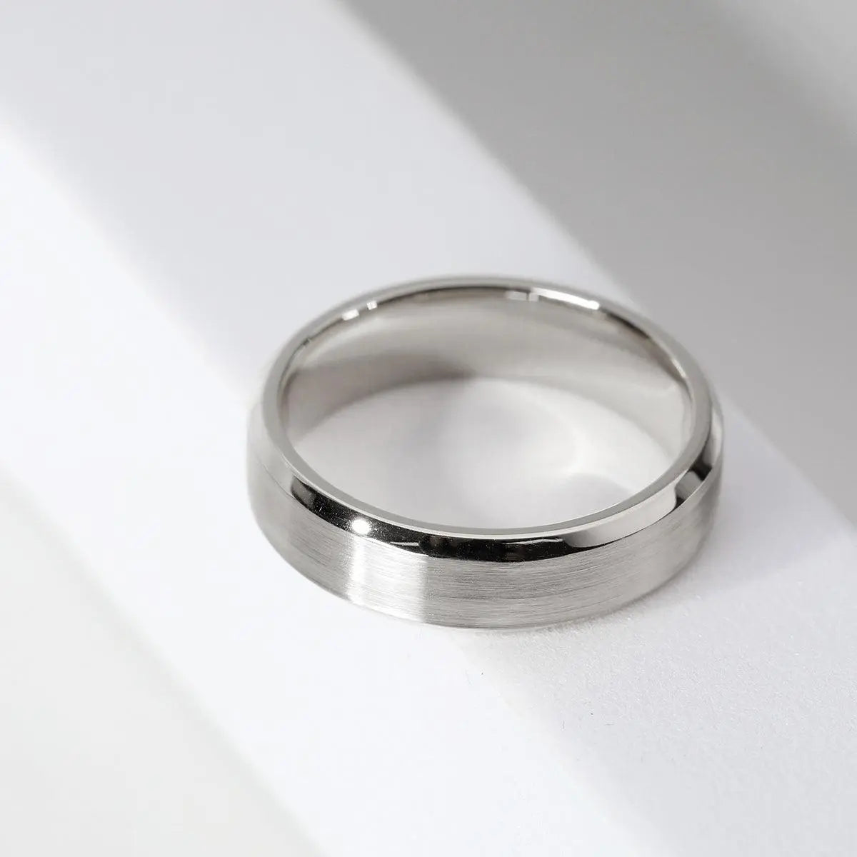 14K Yellow Gold Classic Flat Matte Brushed Men's Wedding Band 18K White Gold