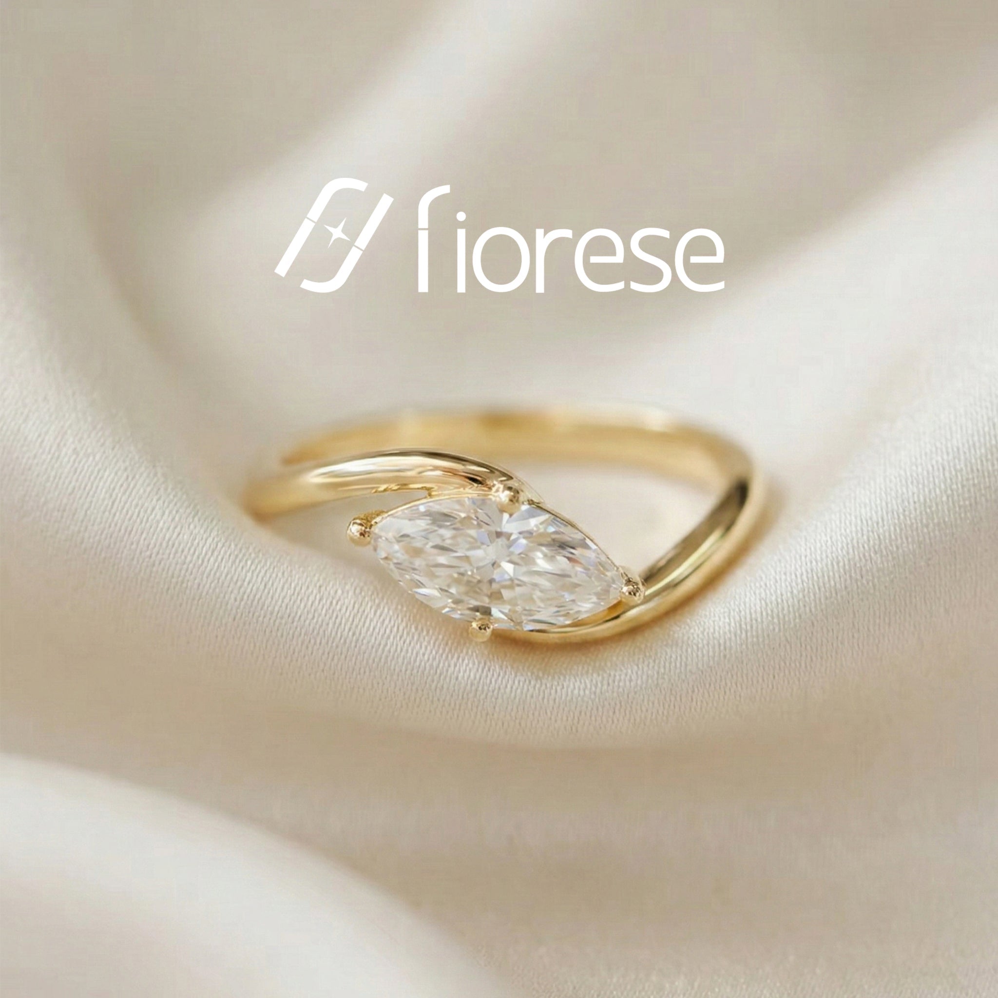 1.3–1.4ct Marquise Crushed Ice Cut Twisted Band Ring - MMR