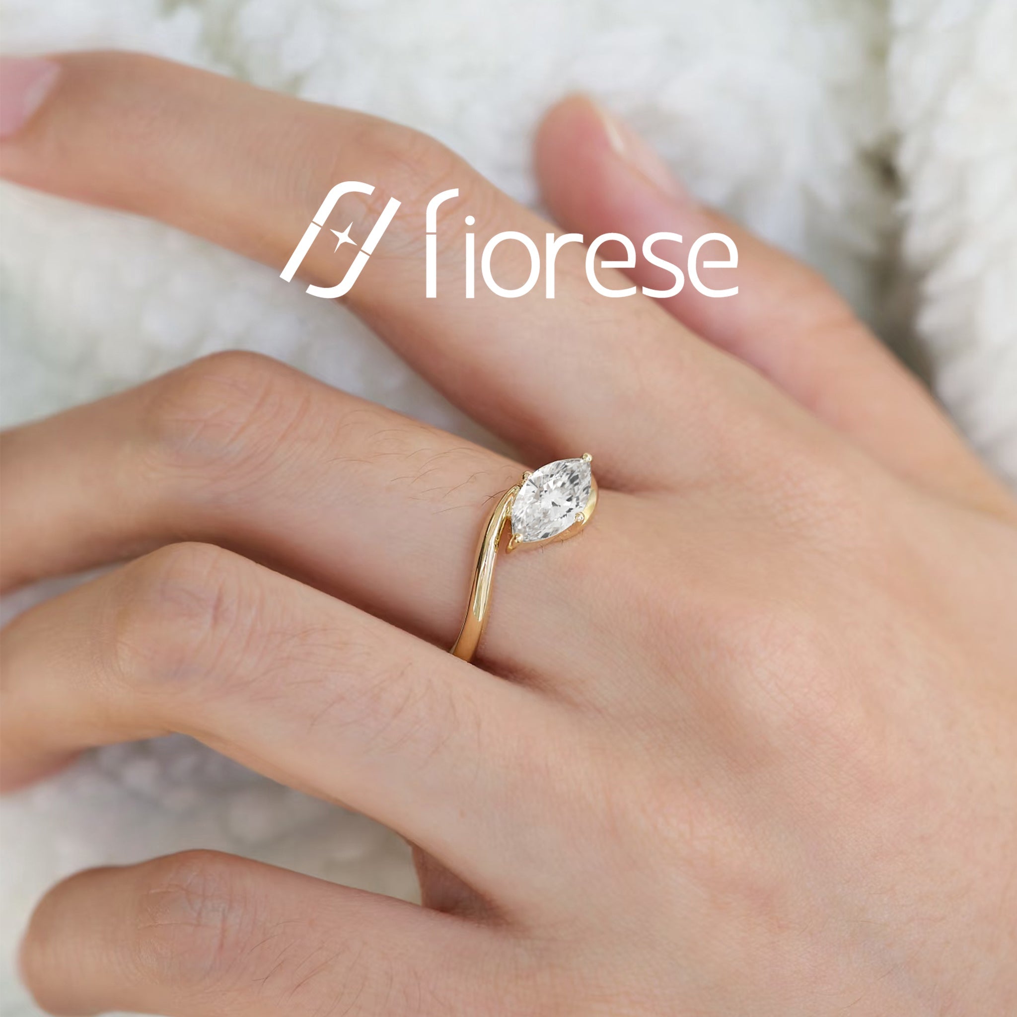 1.3–1.4ct Marquise Crushed Ice Cut Twisted Band Ring - MMR