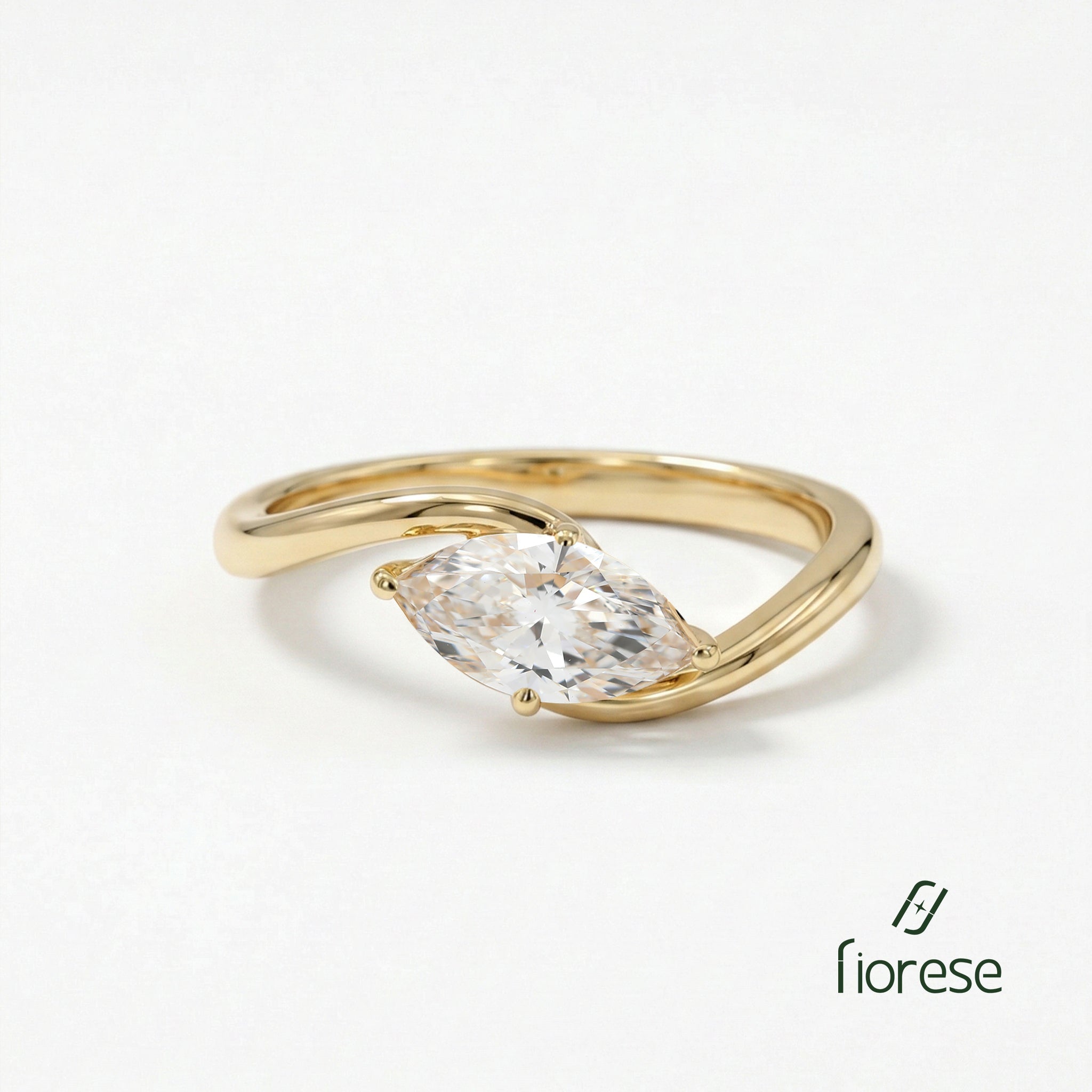 1.3–1.4ct Marquise Crushed Ice Cut Twisted Band Ring - MMR