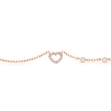 14K Rose Gold Pandora Cuban Bracelet with Lab Diamond Heart Pendant