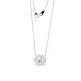 14K Round Brilliant Cut Lab Diamond Halo Setting White Gold Necklace