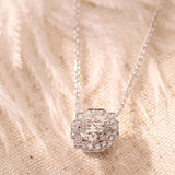 14K Round Brilliant Cut Lab Diamond Halo Setting White Gold Necklace