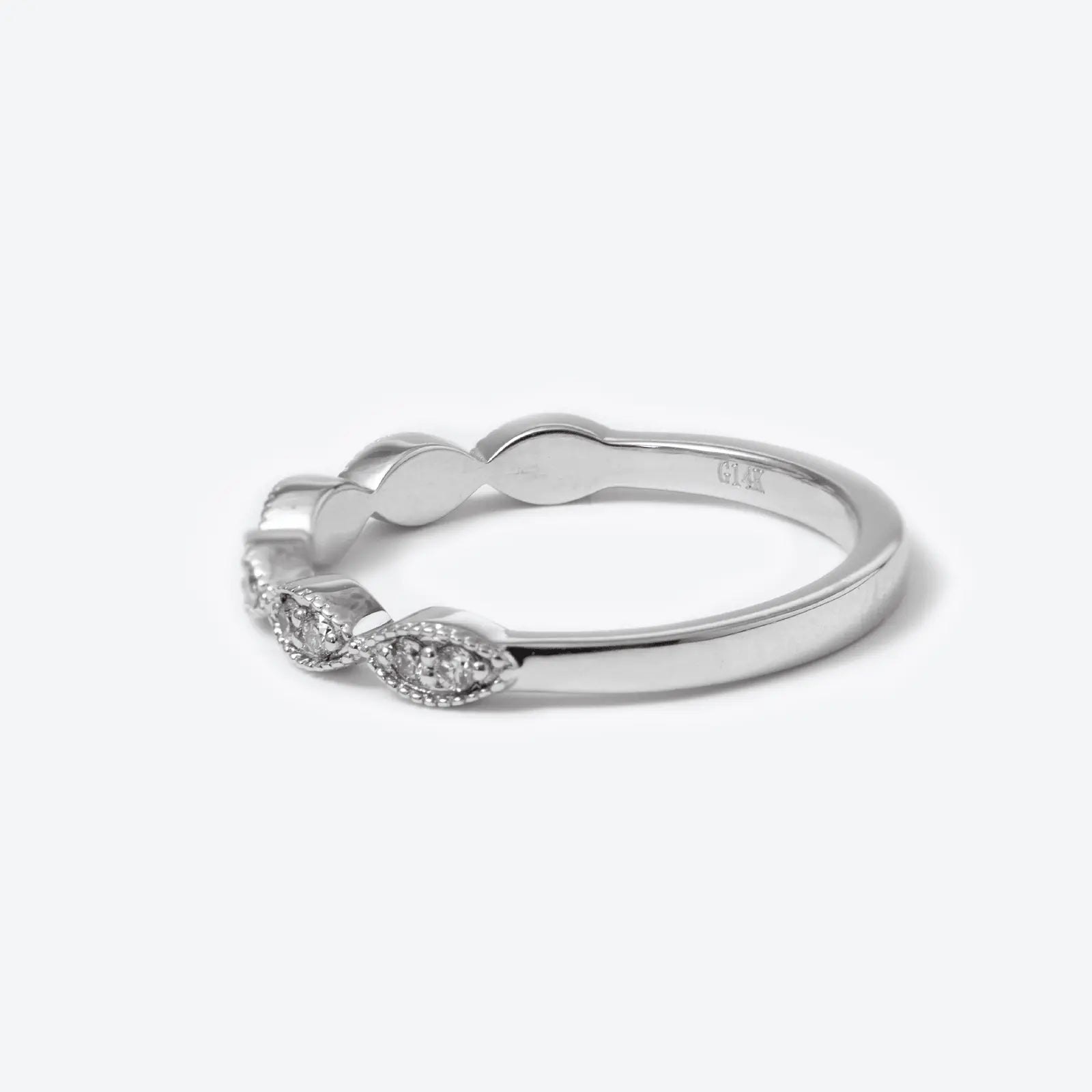 14K White Gold Round Lab Diamond Millegrain Wedding Ring