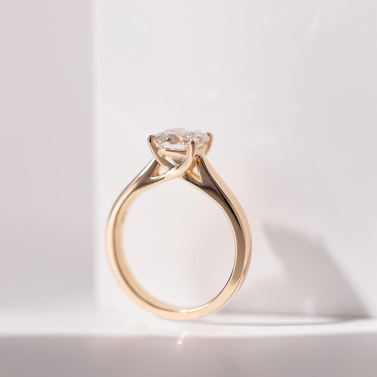 14K Yellow Gold 1.5 Carat Old Mine Cut Lab Diamond Solitaire Ring
