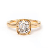 14K Yellow Gold 1.5ct Old Mine Cut Cushion Lab Diamond Basket Solitaire Ring