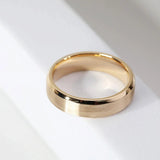14K Yellow Gold Classic Flat Matte Brushed Men's Wedding Band
