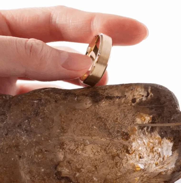 14K Yellow Gold Classic Flat Matte Brushed Men's Wedding Band