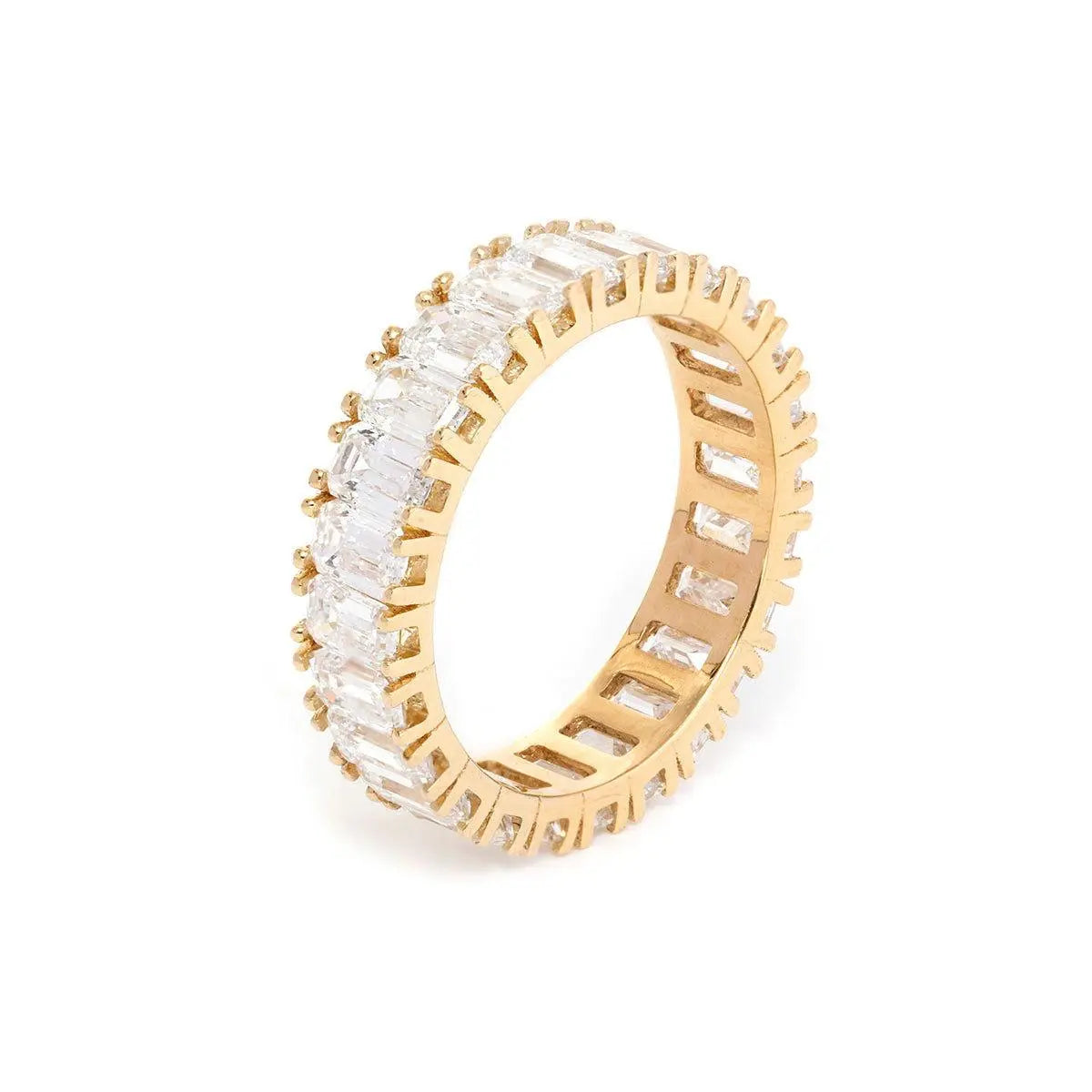 18K Yellow Gold Emerald Cut Lab Diamond Eternity Ring