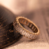 18K Yellow Gold Emerald Cut Lab Diamond Eternity Ring