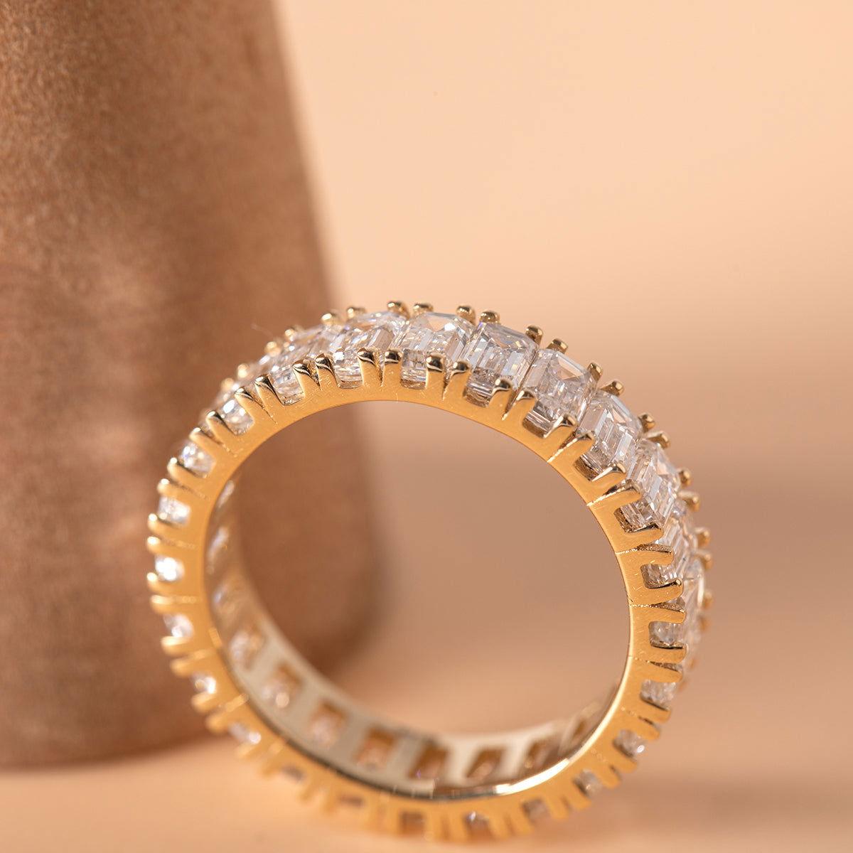 18K Yellow Gold Emerald Cut Lab Diamond Eternity Ring