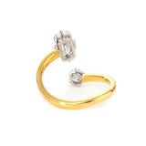 14K Yellow Gold Old European Cut & Emerald Cut Lab Diamond Toi et Moi Ring