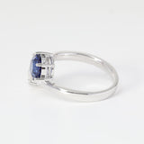 14K White Gold Old European Cut Lab Diamond & Lab Sapphire Toi et Moi Ring