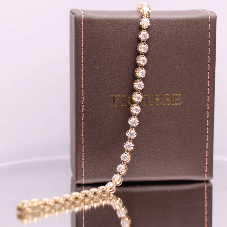 14K White Gold Round Lab Diamond Crown Setting Lab Diamond Tennis Bracelet