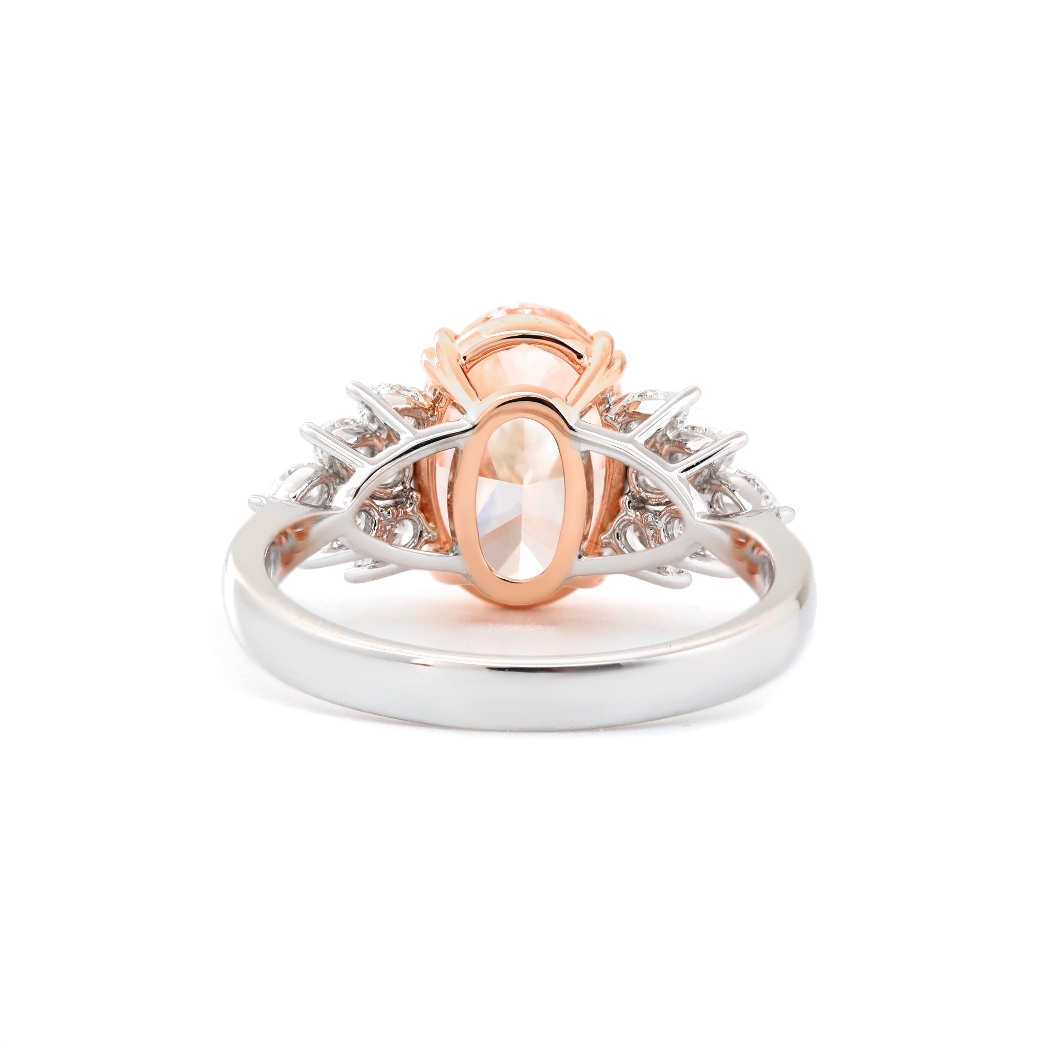 14K Gold 2.93CT Oval Lab Pink Diamond Ring Paired with Pear Lab Diamond - MMR
