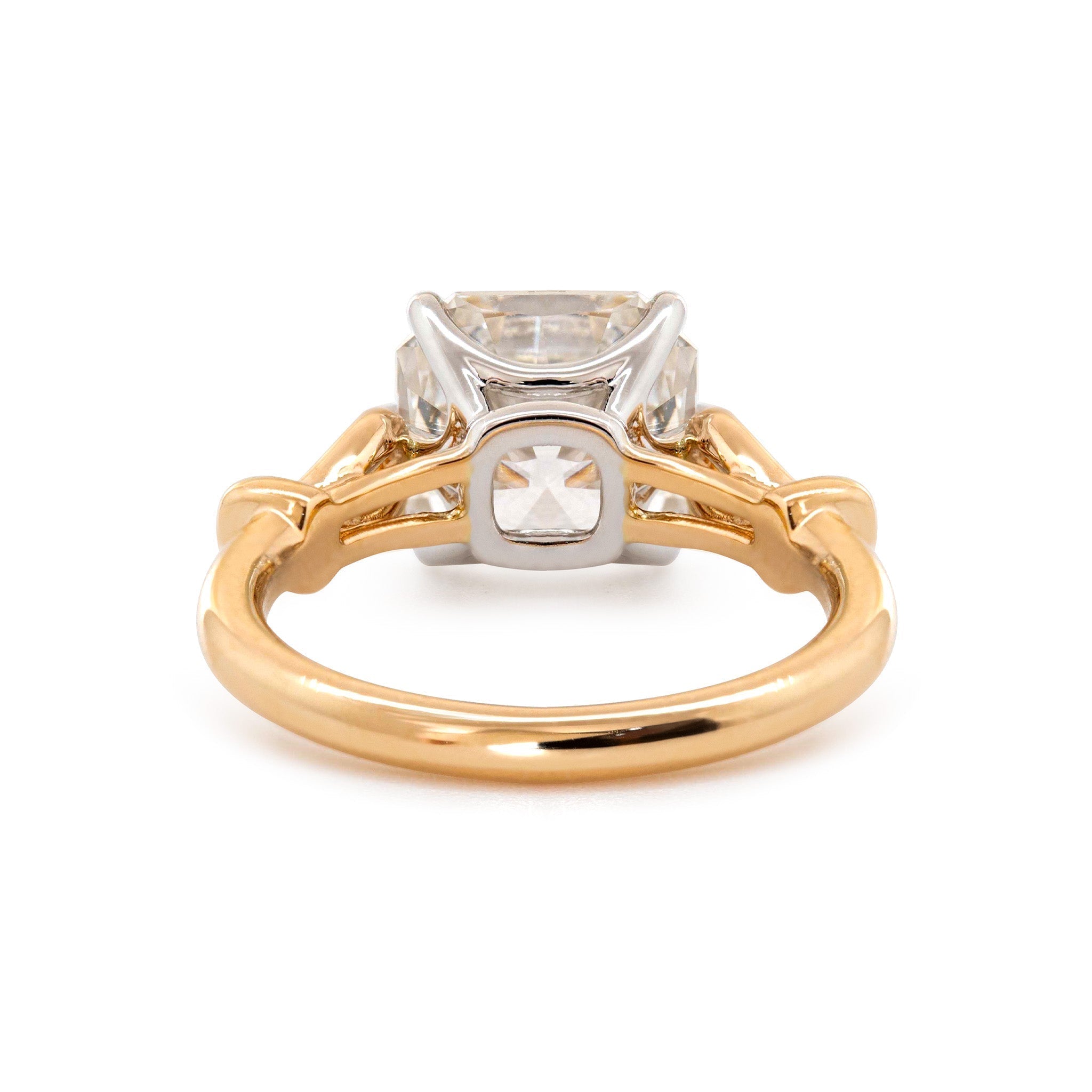 14K Gold 2.9CT Squral Radiant Cut Hearts & Arrows Two Tone Design Vintage Ring - MMR