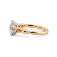 14K Gold 2.9CT Squral Radiant Cut Hearts & Arrows Two Tone Design Vintage Ring - MMR