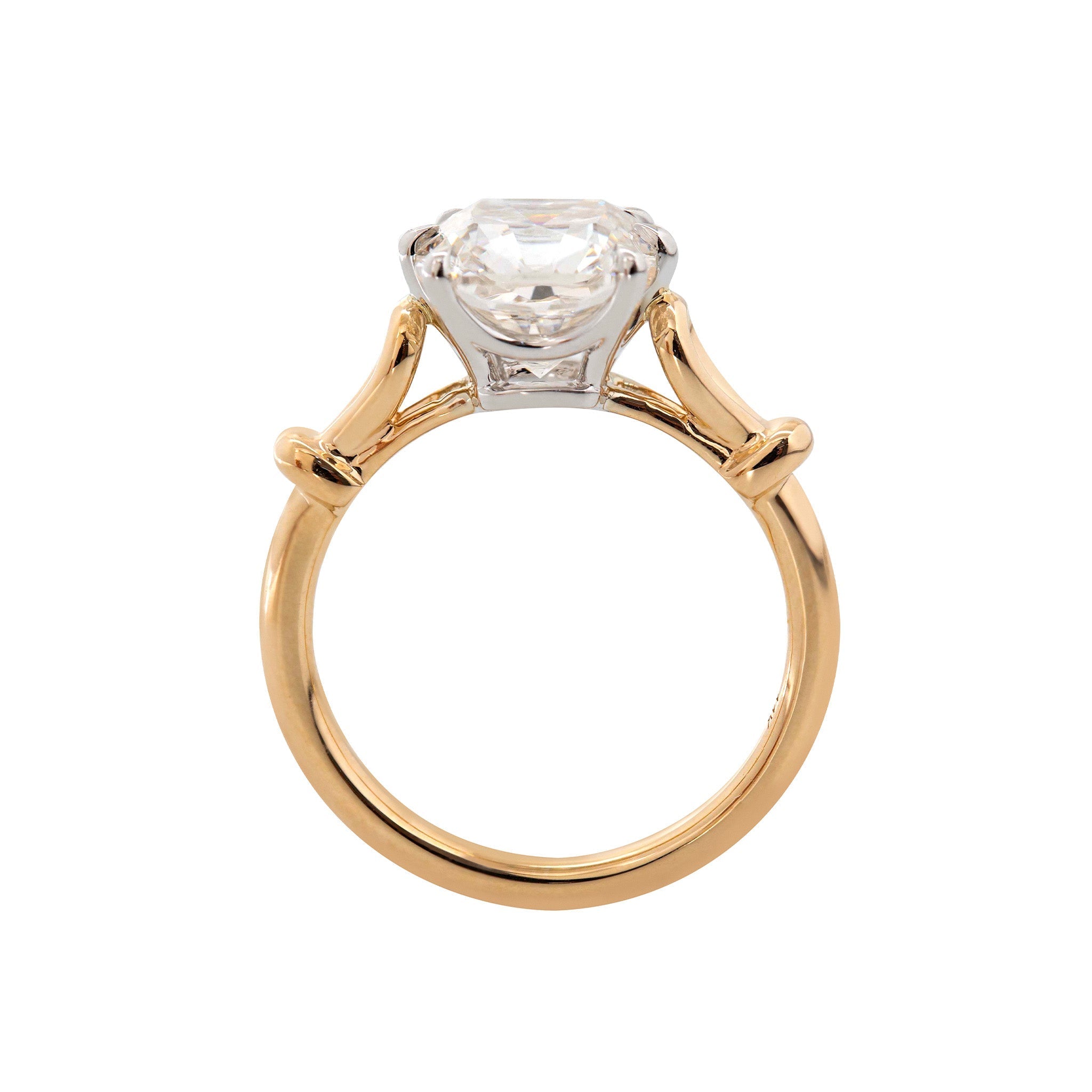 14K Gold 2.9CT Squral Radiant Cut Hearts & Arrows Two Tone Design Vintage Ring - MMR